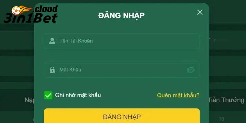 Đăng nhập 3IN1BET trên website